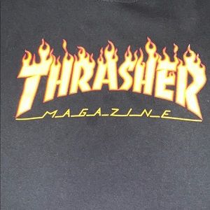 Black Thrasher Red and Yellow Flame Tee